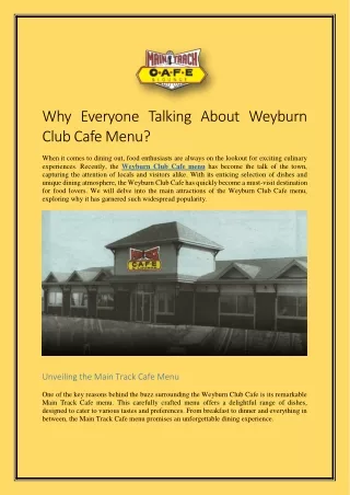 Everyone Talking About Weyburn Club Cafe Menu