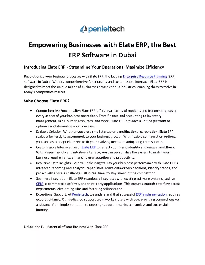 empowering businesses with elate erp the best