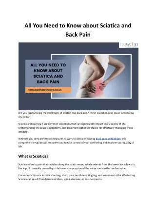 All You Need to Know about Sciatica and Back Pain