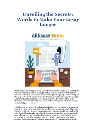 Unlocking the Power of Words: Strategies to Extend Your Essay Length