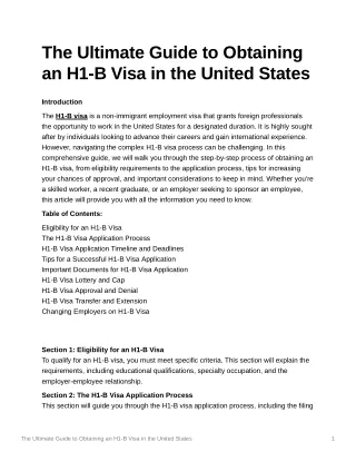 HOW TO GET H1-B USA VISA