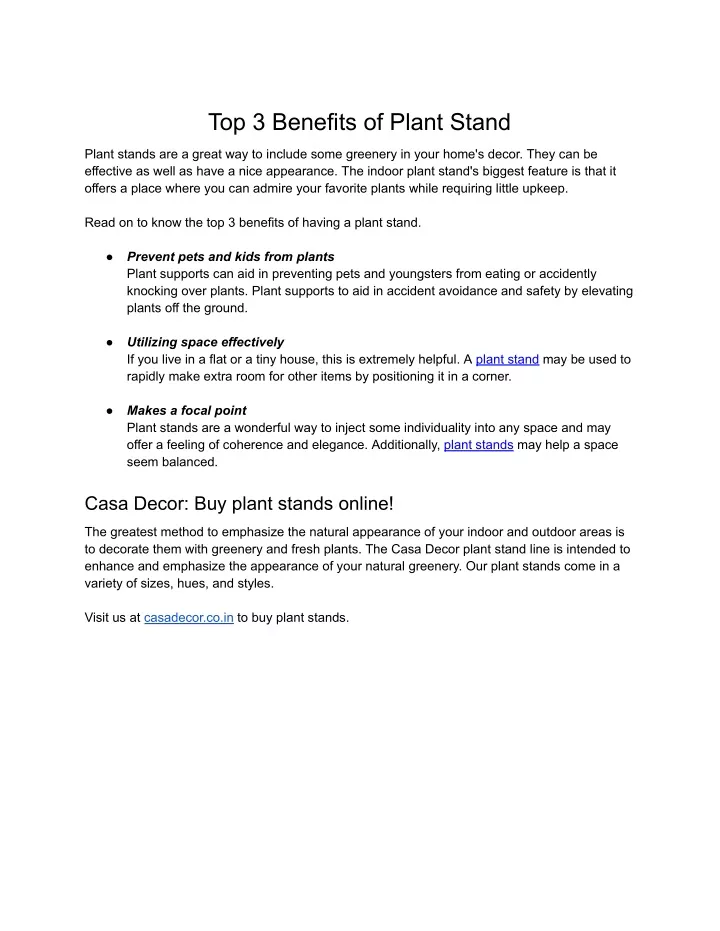 top 3 benefits of plant stand