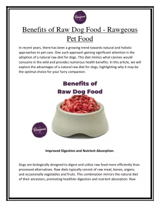 Benefits of Raw Dog Food