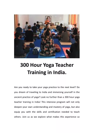 PPT - 300 Hour Yoga Teacher Training PowerPoint Presentation, free ...