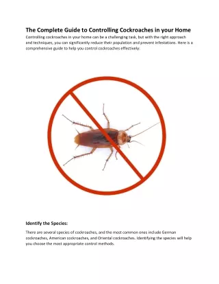 The Complete Guide to Controlling Cockroaches in your Home