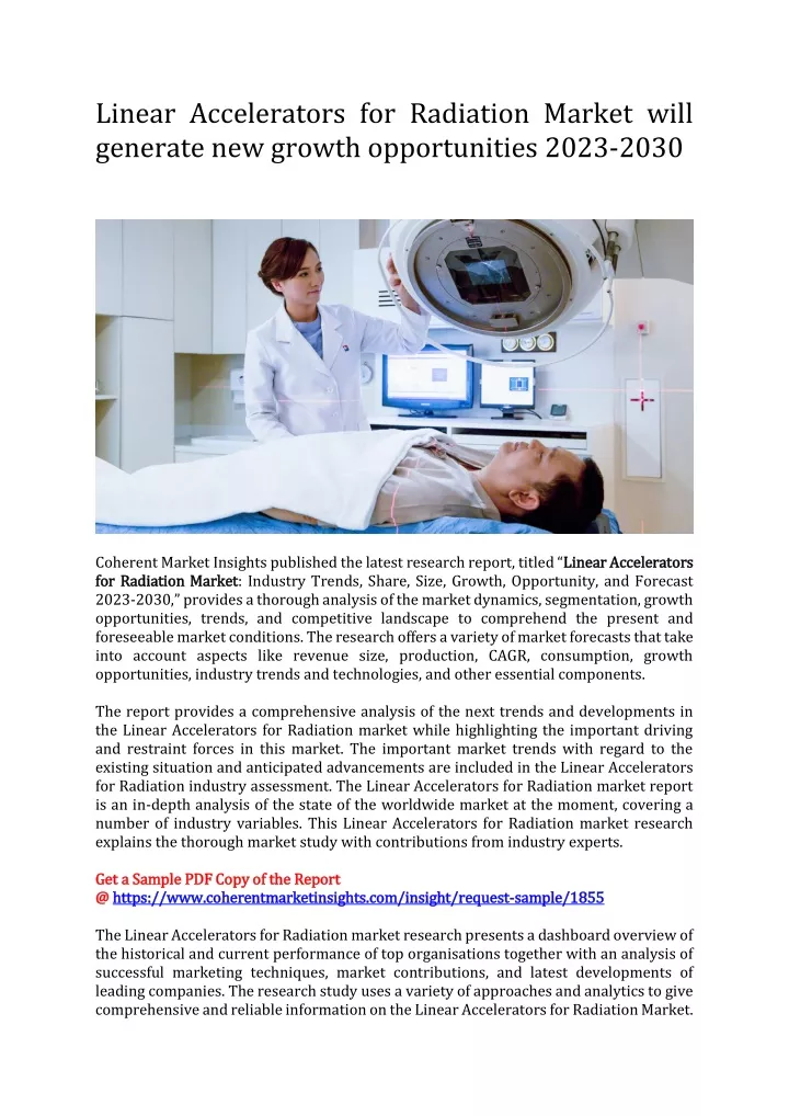 linear accelerators for radiation market will