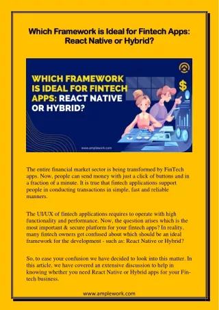 which framework is ideal for fintech apps which
