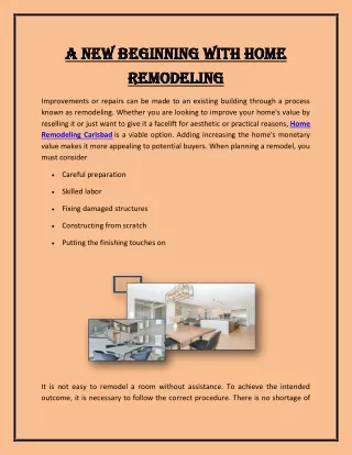 A New Beginning with Home Remodeling