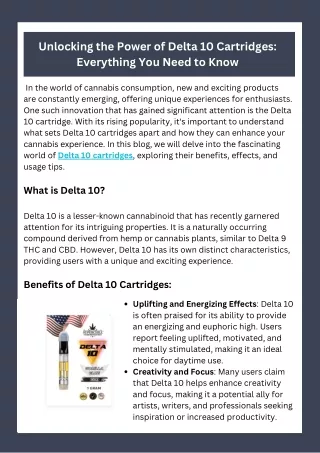 Unlocking the Power of Delta 10 Cartridges Everything You Need to Know