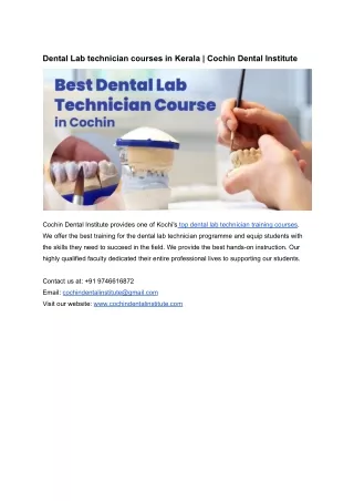 Dental Lab technician courses in Kerala _ Cochin Dental Institute (1)