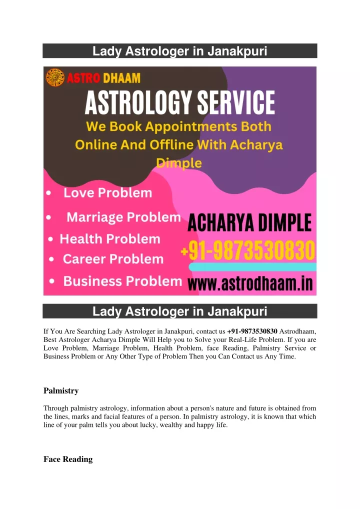 lady astrologer in janakpuri