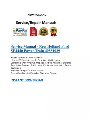 Service Manual - New Holland Ford SE4440 Power Train 40881029