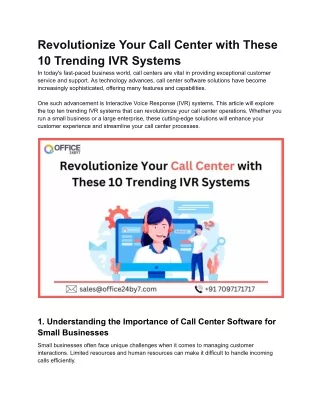 Revolutionize Your Call Center with These 10 Trending IVR Systems