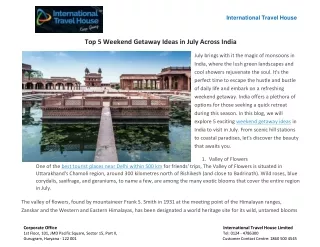 Top 5 Weekend Getaway Ideas in July Across India