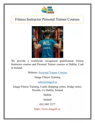 Fitness Instructor Personal Trainer Courses