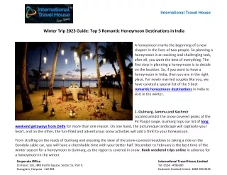 Winter Trip 2023 Guide Top 5 Romantic Honeymoon Destinations in India