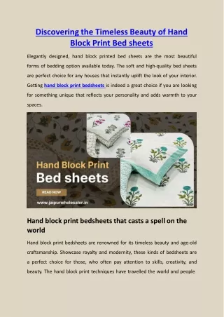 Discovering the Timeless Beauty of Hand Block Print Bed Sheets