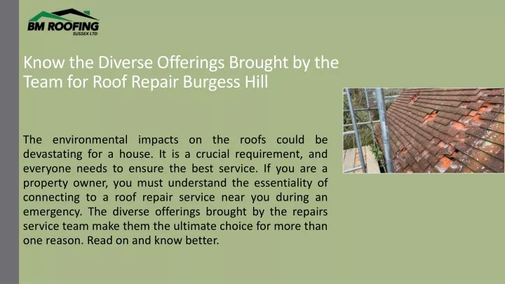 know the diverse offerings brought by the team for roof repair burgess hill