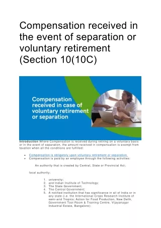 Compensation received in the event of separation or voluntary retirement