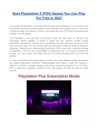 Best Playstation 5 (PS5) Games You Can Play For Free In 2023