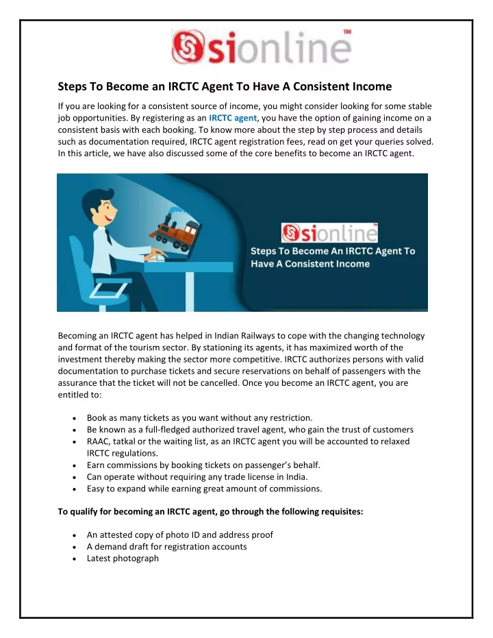 steps to become an irctc agent to have