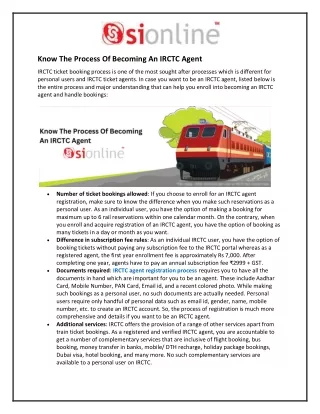 Know The Process Of Becoming An IRCTC Agent