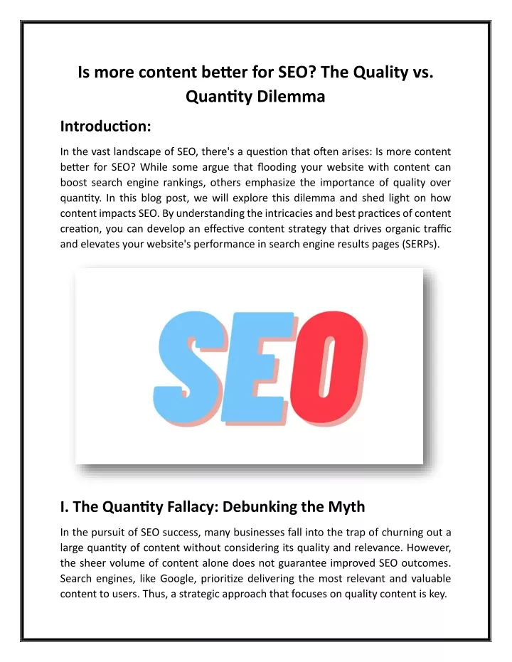 is more content better for seo the quality