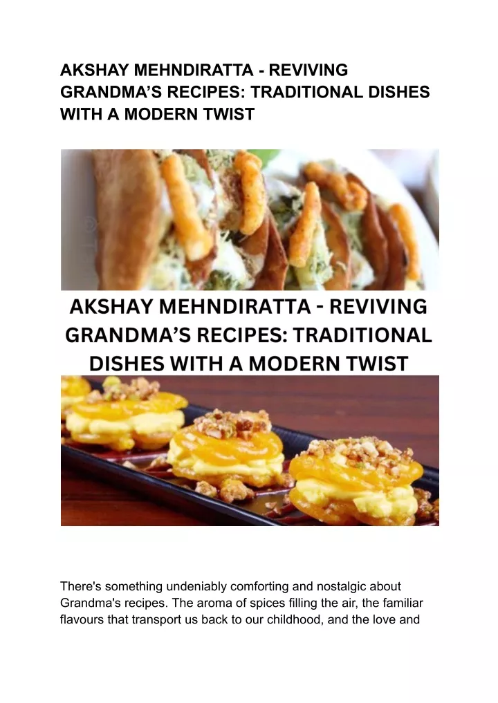 akshay mehndiratta reviving grandma s recipes