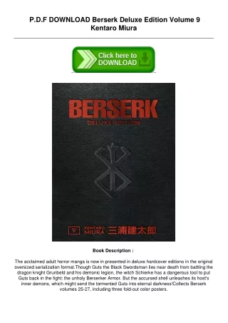 Best[PDF] Berserk Deluxe Edition Volume 9 by Kentaro Miura TXT,PDF,EPUB