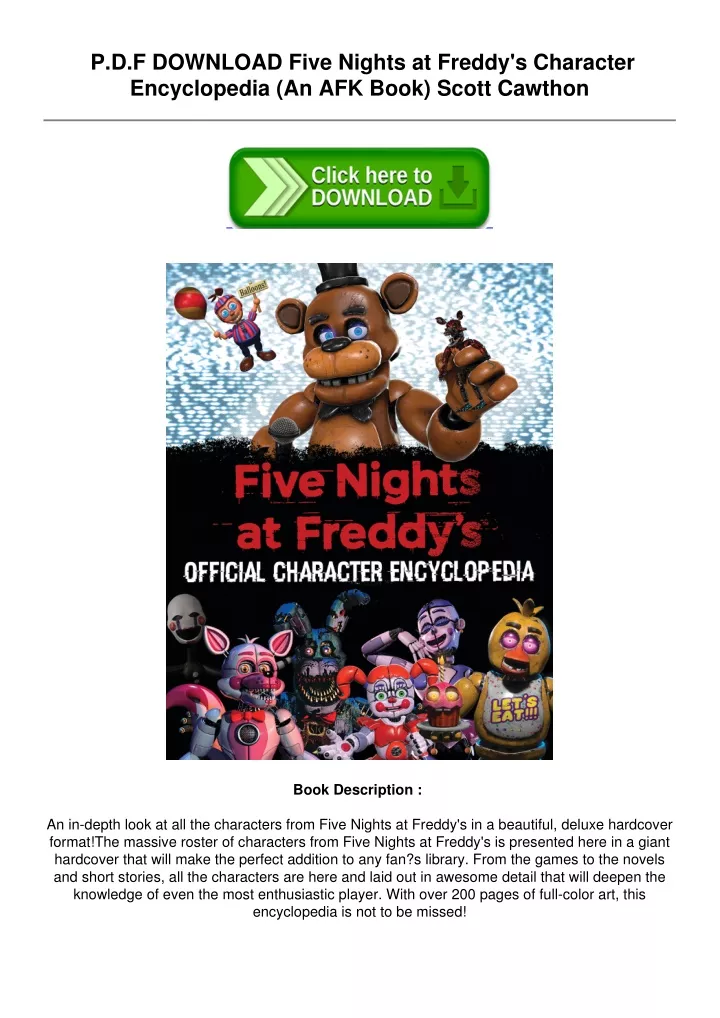 Ppt Epub Free Pdf Five Nights At Freddy S Character Encyclopedia An Afk Book By Powerpoint