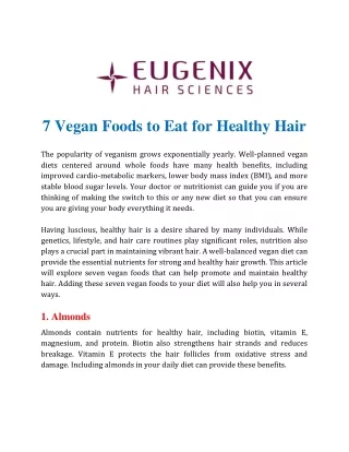 7 Vegan Foods to Eat for Healthy Hair