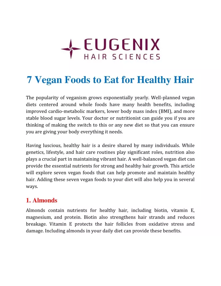 7 vegan foods to eat for healthy hair