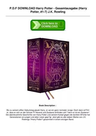 [PDF] Download Harry Potter - Gesamtausgabe (Harry Potter, #1-7) by J.K. Rowling