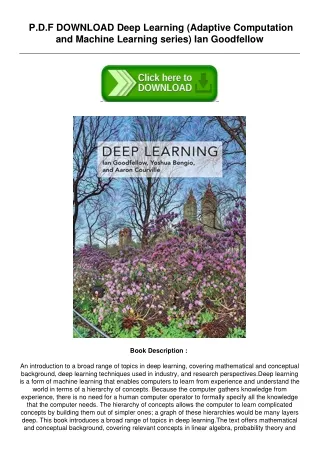 [ePub] Free PDF Deep Learning (Adaptive Computation and Machine Learning series)