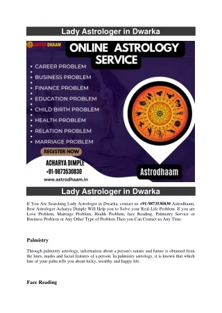 Lady Astrologer in Dwarka  91-9873530830