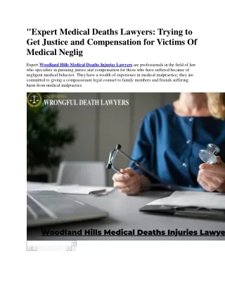 Woodland Hills Medical Deaths Injuries Lawyers