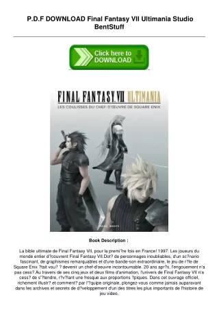 [PDF] Download Final Fantasy VII Ultimania by Studio BentStuff Full Books