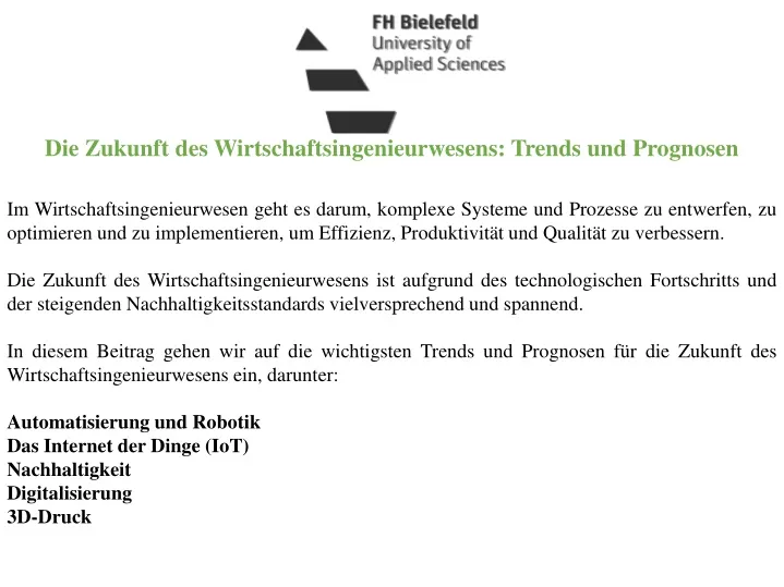 die zukunft des wirtschaftsingenieurwesens trends