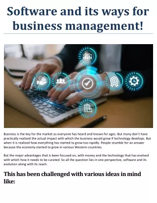 Software and its ways for business management!