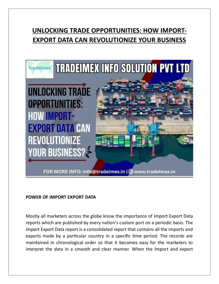 unlocking trade opportunities how import export