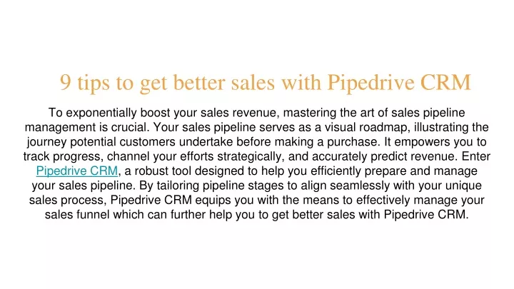 9 tips to get better sales with pipedrive crm