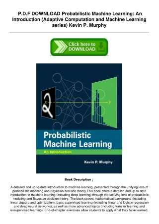 Read E-book Probabilistic Machine Learning: An Introduction (Adaptive Computatio