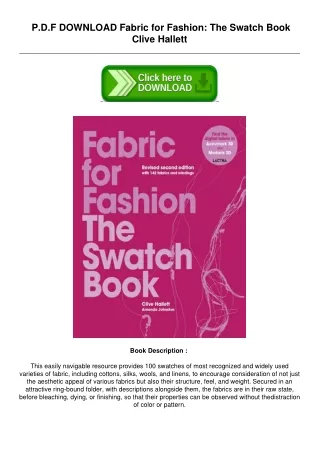 Best[PDF] Fabric for Fashion: The Swatch Book by Clive Hallett PDF File