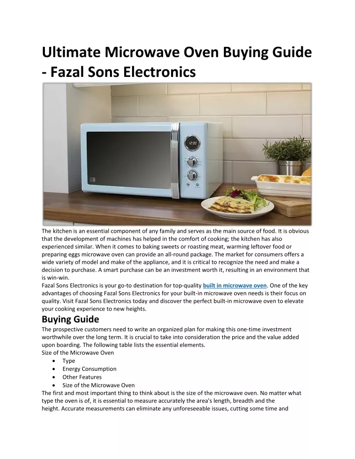 ultimate microwave oven buying guide fazal sons