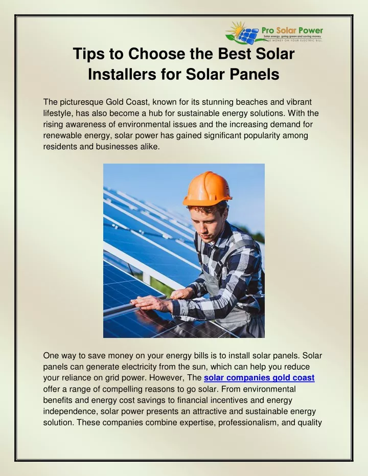 tips to choose the best solar installers