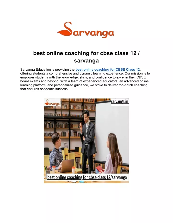 best online coaching for cbse class 12 sarvanga