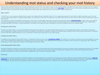 Understanding mot status and checking your mot history