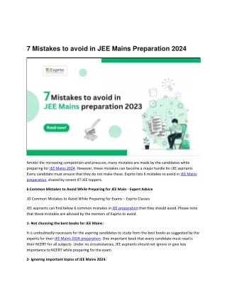 7 mistakes to avoid in jee mains preparation 2024
