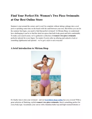 Find Your Perfect Fit: Women's Two Piece Swimsuits at Our Best Online Store