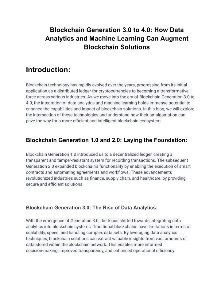 blockchain generation 3 0 to 4 0 how data